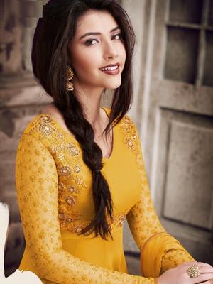 Yellow Faux Georgette Gold Embroidered Anarkali Salwar Suit 6