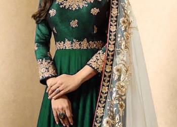 Green embroidered faux georgette salwar 2