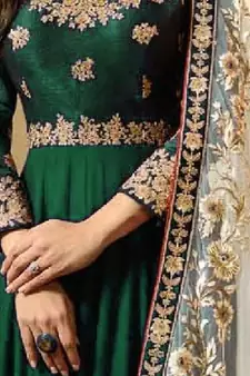 Green embroidered faux georgette salwar
