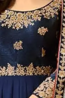 Blue Embroidered Faux Georgette Salwar