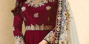 Maroon Embroidered Faux Georgette Anarkali Suit 3