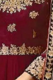 Maroon Embroidered Faux Georgette Anarkali Suit