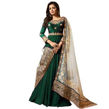 Green embroidered faux georgette salwar 4