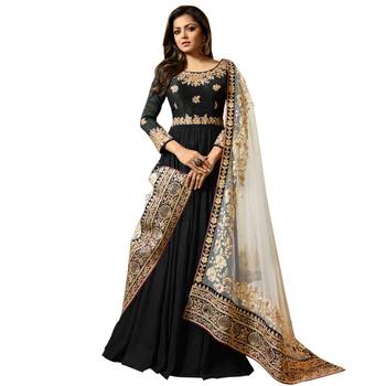 Faux Georgette Thread Embroidered Black Anarkali Salwar Suit 6