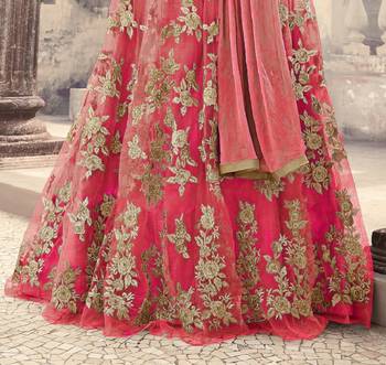 Dark Peach Embroidered Net Anarkali Salwar Suit 2