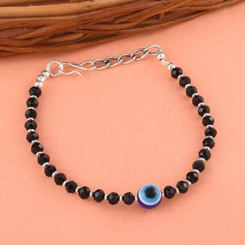 Evil Eye Adjustable Black Beaded Anklet 1