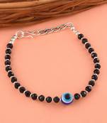 Evil Eye Adjustable Black Beaded Anklet