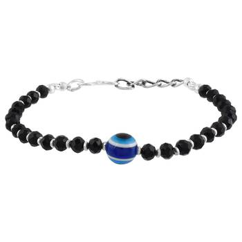 Evil Eye Adjustable Black Beaded Anklet 2