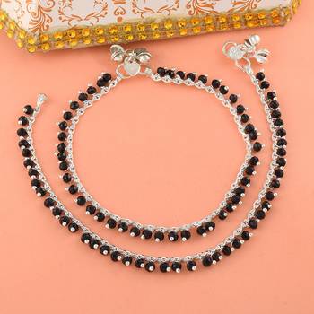 Black Beaded Anklet 1
