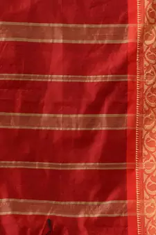 Red Cotton Silk Handwoven Saree With Nakshi Borders