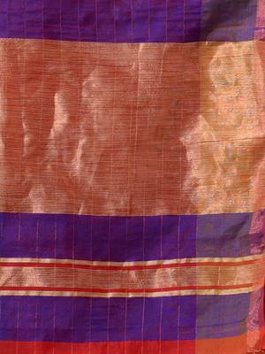 Red Cotton Silk Handwoven Saree With Check Designs 5