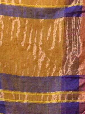 Yellow Cotton Silk Handwoven Saree With Check Designs 5
