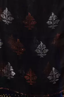 Black Linen Handwoven Saree With Nakshi Motifs