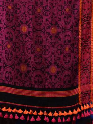 Black Linen Handwoven Saree With Nakshi Border 5