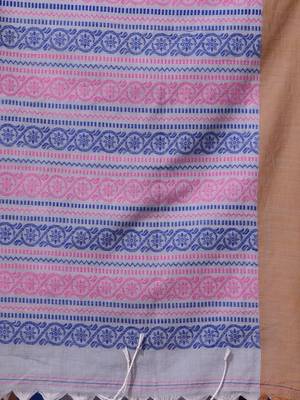 Maya Blue Cotton Handspun Handwoven Saree With Nakshi Pallu 5