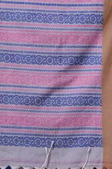 Maya Blue Cotton Handspun Handwoven Saree With Nakshi Pallu