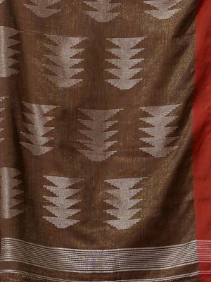 Brown Tissue Handwoven Saree With Texture Pallu 5