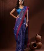 Blue Tissue Handwoven Saree With Texture Pallu