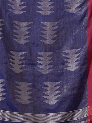 Blue Tissue Handwoven Saree With Texture Pallu 5