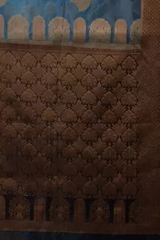 Cerulean Blue Organza Handwoven Saree With Zari Ethnic Designs