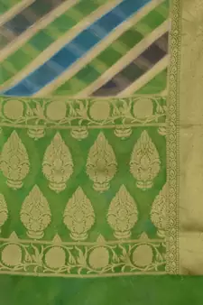Multicolor Organza Handwoven Saree With Zari Woven Designs