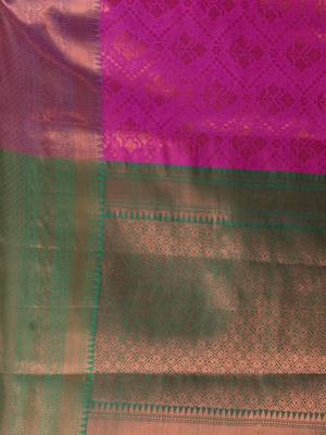 Shocking Pink Handwoven Brocade Silk Saree With Zari Woven Nakshi Designs 5