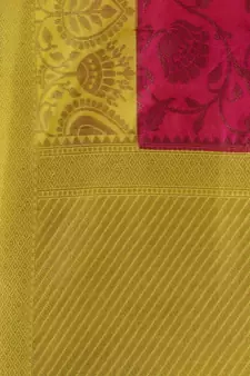 Magenta Dupion Silk Handwoven Saree With Zari Woven Lotus And Texture Patterns