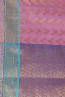 Pink Cotton Blend Handwoven Saree With Zari Woven Texture And Nakshi Patterns