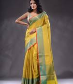 Yellow Katan Silk Handwoven Saree With Zari Woven Designs
