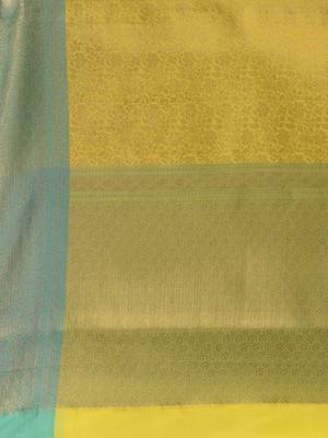 Yellow Katan Silk Handwoven Saree With Zari Woven Designs 5