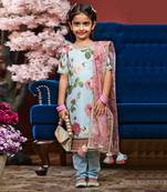 Blue Floral Print Kurti and Pant