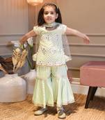 Green Gotta Embroidery Kurti Sharara