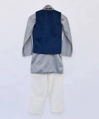 Velvet Printed Jacket with Kurta and Pant 3