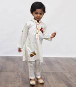 Off white Kurta and Pant with Scooter Motif