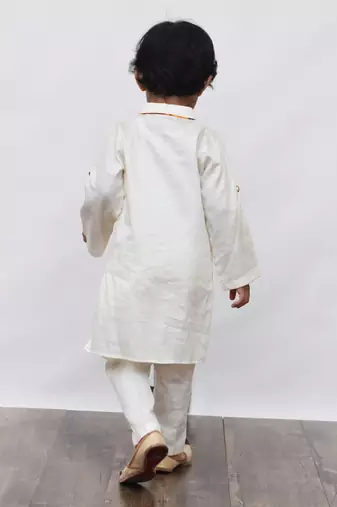 Off white Kurta and Pant with Scooter Motif