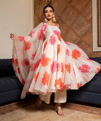 Carnation Off White Anarkali Set 1