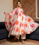 Carnation Off White Anarkali Set