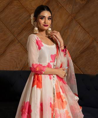 Carnation Off White Anarkali Set 5