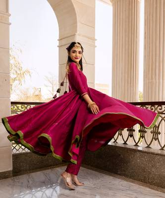 Magenta Lilly Anarkali Set 2