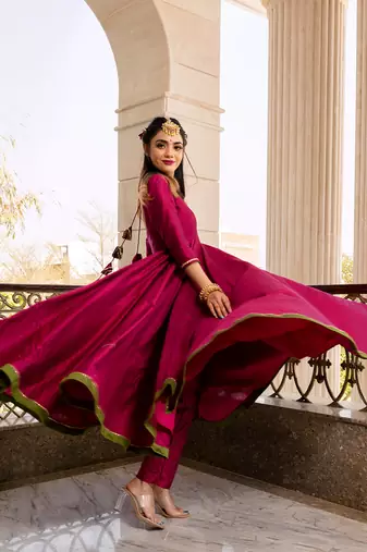 Magenta Lilly Anarkali Set