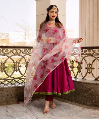 Magenta Lilly Anarkali Set 3
