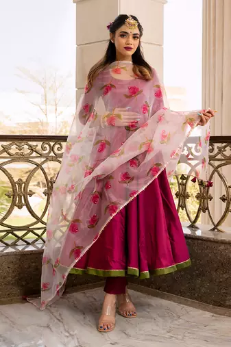 Magenta Lilly Anarkali Set