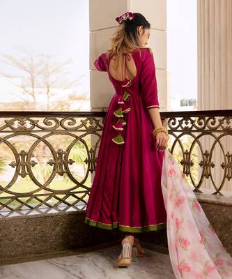 Magenta Lilly Anarkali Set 4