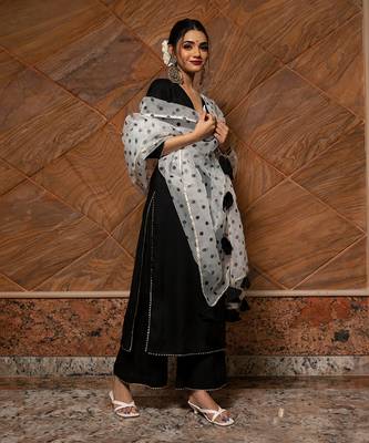Polka Dot Black Kurta Set 2