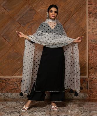 Polka Dot Black Kurta Set 3