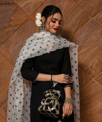 Polka Dot Black Kurta Set 4