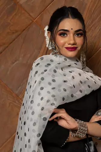 Polka Dot Black Kurta Set