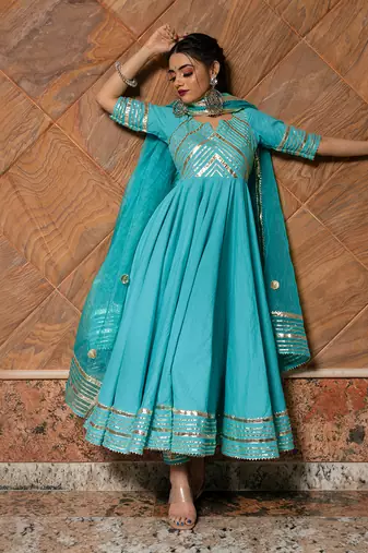 Inayat Blue Anarkali Set