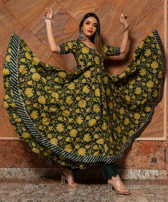 Idika Green Block Anarkali Set 3