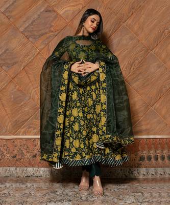 Idika Green Block Anarkali Set 1